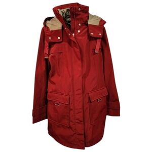 Jones New York red water resistant removeable hooded coat Size Lg NEW